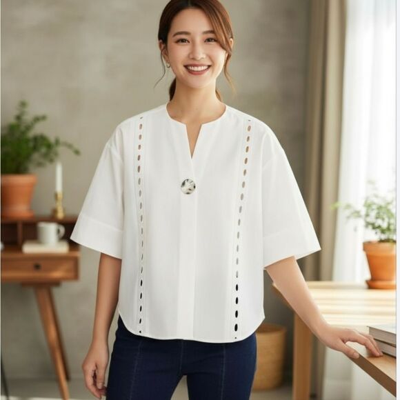 Zara Tops - Zara Cotton V Neck Patty Blouse for Woman size L